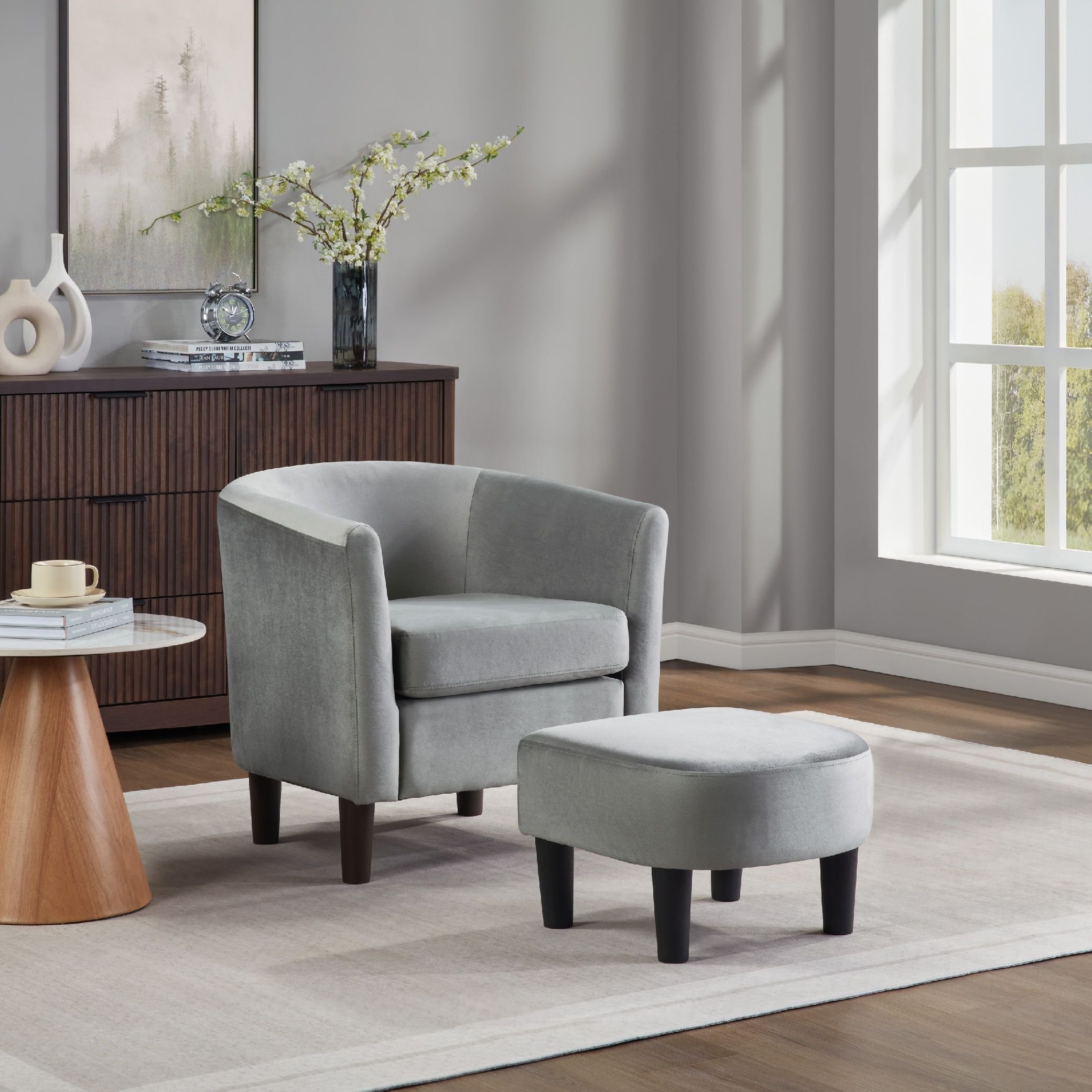 VelvetAccentChairwithOttomanModernGrayBarrelArmchairwithPlushCushioning-coverforChairswithottomansets.jpg