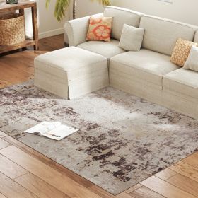 Achine Mixed-Brown Chenille Washable Area Rug 5×7