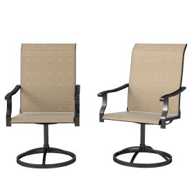 Backyard Chairs Patio Swivel Dining Chairs Set of 2- Brown All-Weather Mesh High Back