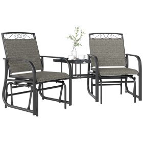 Backyard Chairs Outdoor Glider Chairs with Coffee Table - Gray Breathable Sling 2-Seat Patio Rocker