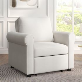 3-in 1 Sofa Bed Chair, Convertible Sleeper Chair Bed,Adjust Backrest Into A Sofa,Lounger Chair,Single Bed,Modern Chair Bed Sleeper For Adults,Cream