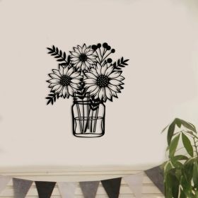 Black Floral Vase Metal Wall Art