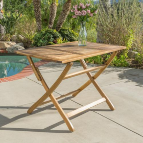 Backyard Tables Folding Dining Table - Positano Acacia Wood 43.5" Slatted X-Base