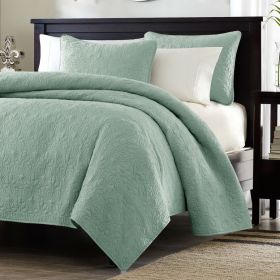 Bedding Quilt Set Full /Queen Seafoam Blue Green Quilted Coverlet with 2 Shams