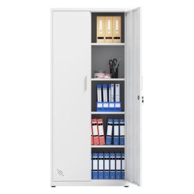 High Storage Cabinet With 2 Doors And 4 Partitions To Separate 5 Storage Spaces, Home  Office Design