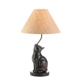 Curious Cat Table Lamp – Bronze Finish with Fabric Shade by Gallery of Light