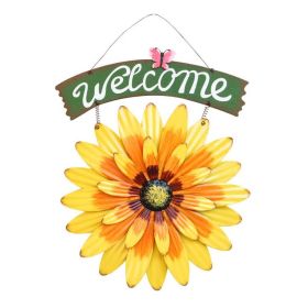 Yellow Daisy Welcome Sign-Metal Wall Decor for  Door or Garden