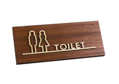 Wooden Restroom Sign-Male& Female Symbol, Modern Doorplate