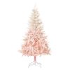 HOMCOM 5ft Pencil Christmas Tree, Pink Christmas Tree with 450 Branches & Detachable Base, Home Party Christmas Decoration, Pink