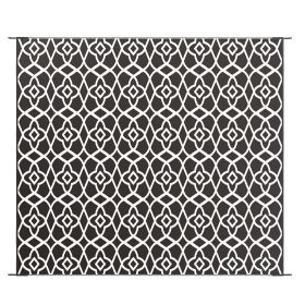 Outsunny Portable Outdoor Rug Reversible Carpet for RV Camping Black White Clover with Carry Bag 8 x 10