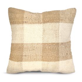 Jute Throw Pillow Covers Braided Decorative Pillow Covers Farmhouse Accent Pillows for Couch Living Room Decor 18 x 18 inch Natural & Ivory 1Pc