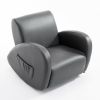 Qaba Grey Toddler Rocking Chair with Pocket PU Leather Kids Rocker for Nursery Playroom Durable Armchair