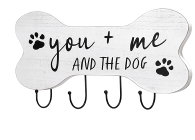 Mainstays Indoor Wooden You Me and the Dog Sign Hook White Farmhouse Style 7.75" x 15.75"