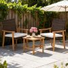 3 - Piece Acacia Wood Patio Coversation Set With Cushioned Chairs