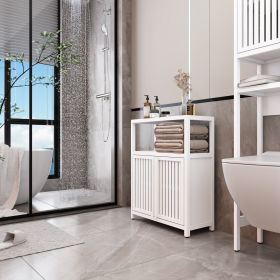 White Large Capacity Bamboo Storage Cabinet Furniture for Bathroom Living Room Bathroom Bamboo Storage Cabinet With Shelves