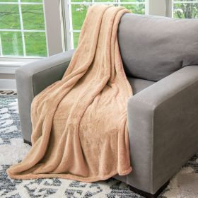 HGTV Super Luxe Faux Fur Throw Blanket Nomadic Desert 50 x 70 inches
