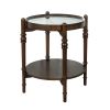 Round Glass Top Side Table with Wooden Shelf â€“ Elegant Accent Table for Living Room or Bedroom