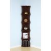 Five shelf corner bookcase rounded shelf fronts quarter circle red cocoa color