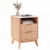 Nightstand with Charging Station, Modern Bedside Table, 2 Drawers & Open Shelf, for Bedroom, Office and Small Spaces