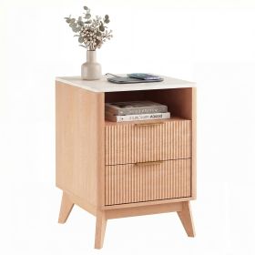 Nightstand with Charging Station, Modern Bedside Table, 2 Drawers & Open Shelf, for Bedroom, Office and Small Spaces