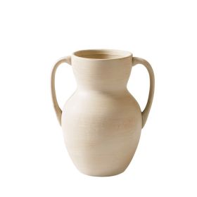 Taupe Handled Ceramic Vase – 8.75”