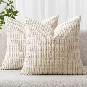 Neutral Chenille Linen Throw Pillow Covers — Set of 2 (18x18)