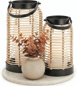 Handwoven Rattan Boho Lanterns for Ambient Home & Patio Décor
