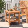 Acacia Wood Side Table with Storage Shelf