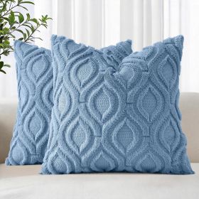 Blue Faux Wool Pillow Covers - Set of 2