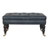 Buffalo Teal Leather Ottoman with Castor Legs