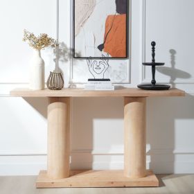 59in Modern Minimalist Wooden Console Table with Column Pedestal Design â€“ Elegant Decorative Accent for Entryway, Living Room, and Hallway