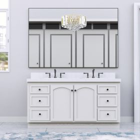 60"x36" Oversized Modern Rectangle Bathroom Mirror with Balck Frame