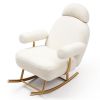 Sherpa Upholstered Rocking Chair-Nursery Glider with Gold Base