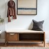 Accent Furniture Entryway Bench - Walnut Wood Frame with Storage Seat