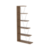 Furnish Home Store Modern 5 Tier Ladder Bookshelf Organizers, Narrow Bookshelf for Small Spaces Office Furniture Bookcase ,Walnut/Chrome