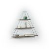 Hanging Triangle Wall Shelf-Walnut & Chrome 3-Tier