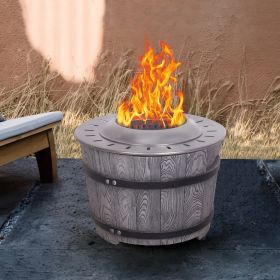 Rustic Smokeless Firepit with Grey Woodgrain Finish