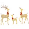 Outsunny 4.5ft 3-Piece Light Up Christmas Deer Family Set of 3, Lighted Reindeer Christmas Decorations with 3 LED Light Modes, Stakes