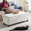 Fashion Beige Velvet Fabric Upholstered large storage rectangular bench for Entryway Bench,Bedroom end of Bed bench.foot of the Bed