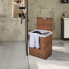 Laundry Hamper With Lid PE Rattan Powder Coating Frame Clothes Hampers with 01 Removable Bags, 100L, Brown Color