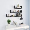 Floating Wall Shelf Set of 3-Gray U-shaped Design