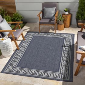 Blue Border Patio Rug