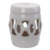 Outsunny 14" x 17" Ceramic Garden Stool with Double-Coin Knotted Ring Design & Strong Glazed Material, Decorative End Table, Home Collection, White