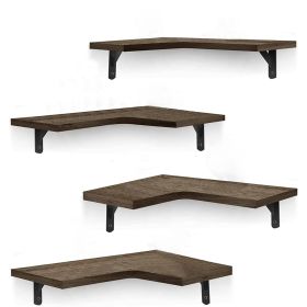 4Packs Corner Floating Shelf Wall Mount Display Storage Shelf Organizer Wood Metal Bedroom Living Room DÃ©cor