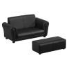 Kids Sofa Set with Footstool-Black
