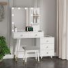 FCH Pitted Particle Board With Triamine Coating, Solid Wood Legs With Copper Sheath Decoration, 5 Drawers, 2-Layer Shelf, Mirror Cabinet With Strips