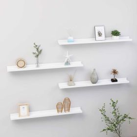 White Floating Wall Shelves-Set of 4 Modern Display Ledges