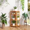Backyard Planters 4-Tier Wooden Corner Plant Display Rack