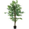 HOMCOM 5ft Artificial Ficus with Pot, Indoor Outdoor Fake Plant for Home Office Living Room DÃ©cor