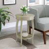 White Round Accent Table – Shelf Base